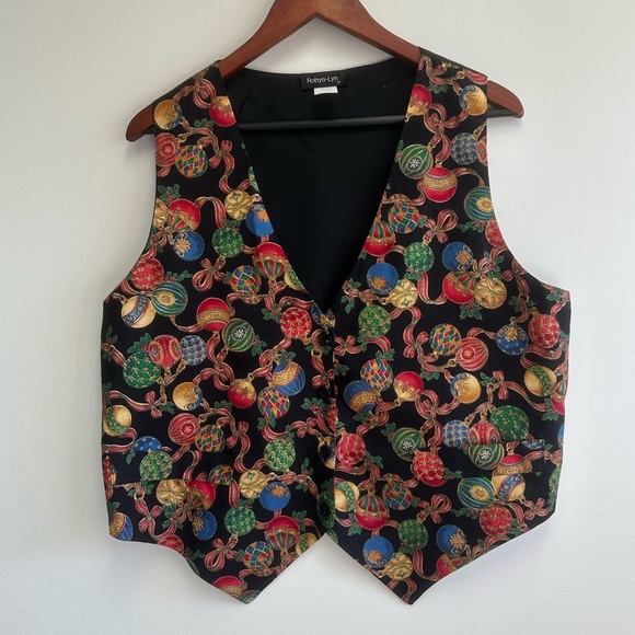 Robyn-Lyn Jackets & Blazers - Christmas Vest Multicolor Ornaments Adjustable 90s Vintage Women’s Size Large